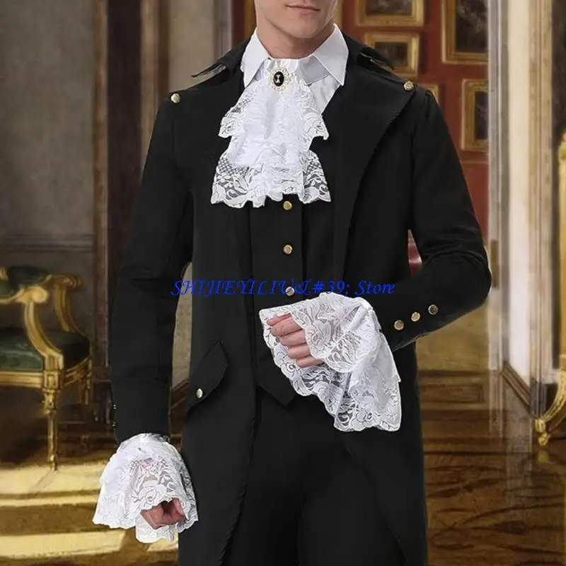 e21f-フリル襟手首カフスアクセサリービクトリア朝の襟ラペル中世コスプレ