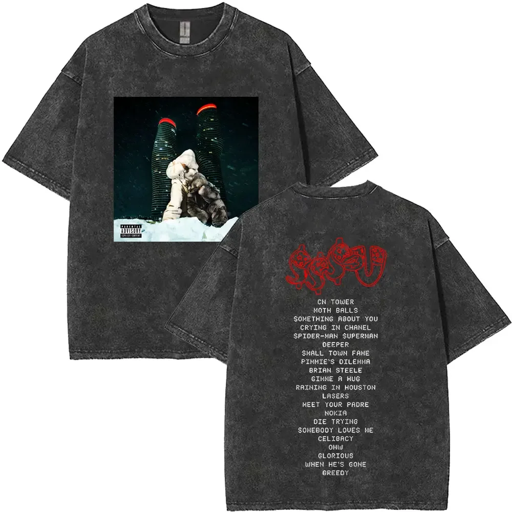 غسلها خمر مغني الراب دريك جولة أوروبا مع Partynextdoor 2025 تي شيرت الرجال النساء الهيب هوب موضة تي شيرت الذكور ملابس الشارع الشهير غير رسمية #3