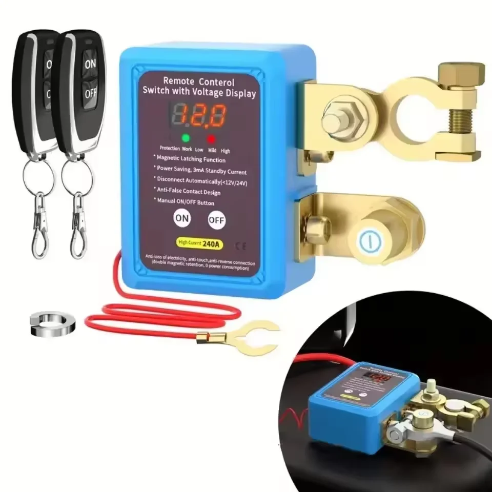 12V Car Remote Battery Disconnect Switch Anti-Leakage Power Cut Off Switch Vehicle Anti-Theft Protection Device