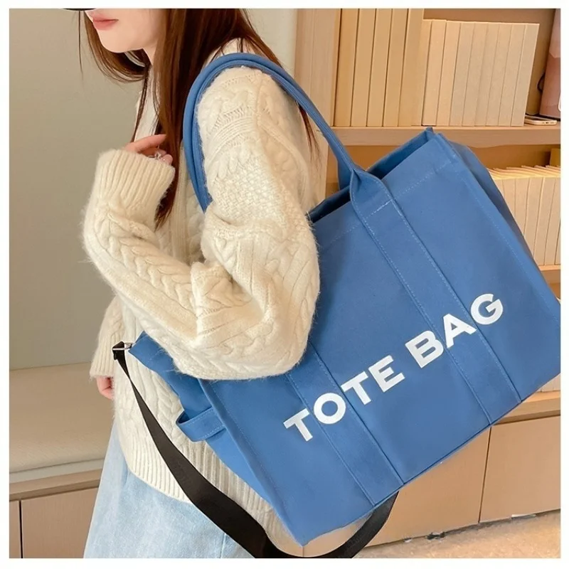 Women\'s Bag Letter Tote Bag Canvas Solid Color Casual Women\'s Messenger Bag Shoulder Handbag Women