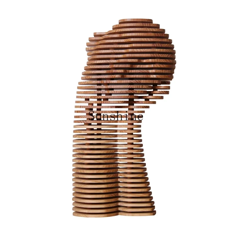 

Creative abstract figure solid wood sculpture large ornament floor decoration