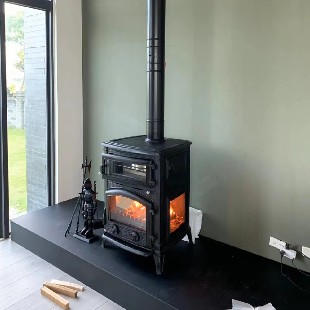 Indoor Wood Burning Stove for Heating and Cooking Wood Stove With Mini Oven for Pizza