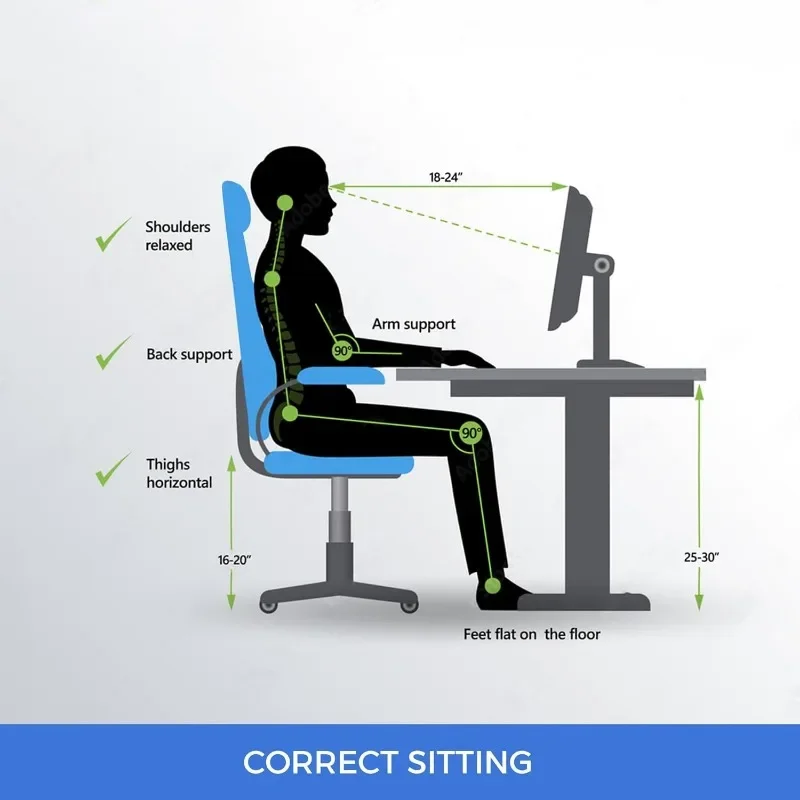 Ergonômico Escritório Executivo Cadeira alta para adultos e crianças, apoio lombar, altura ajustável, mesa de jogos, encosto baixo, confortável