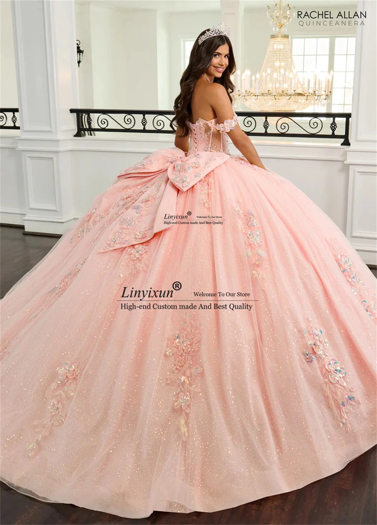 فساتين Quinceanera المكسيكية مع زينة مطرزة حسب الطلب 16 فساتين بدون أكتاف الأميرة فيستدوس دي 15 أنيوس #2