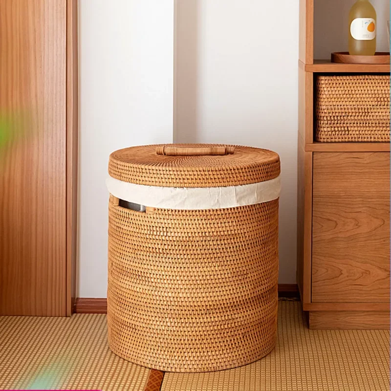 Ins High Beauty Laundry Basket, Rattan Weaving Storage Basket, Multifunctional Organizer Boxes, Exquisite Durable Clothes Basket