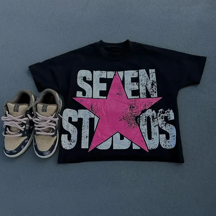 Camiseta Vintage de algodón con estampado de letras gráficas para hombre y mujer, ropa de calle estilo Graffiti, camisetas Retro Y2K