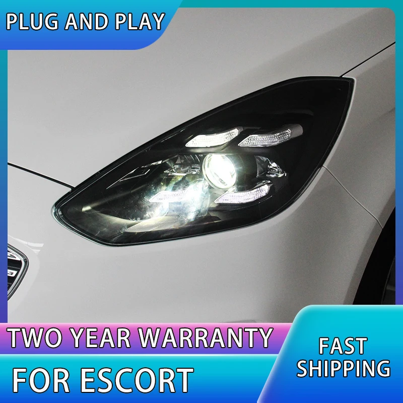 

Car styling For Ford Escort headlights 2019 2020 All LED head light led Lens Projector led Turn Signal LED DRL Head Lamp