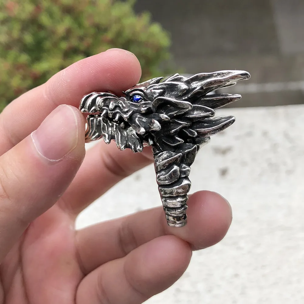 Vintage Dark Style Dragon Ring Creative Men Magic Punk Gothic Movable Mouth Rings Unique Gifts Collection Jewellery