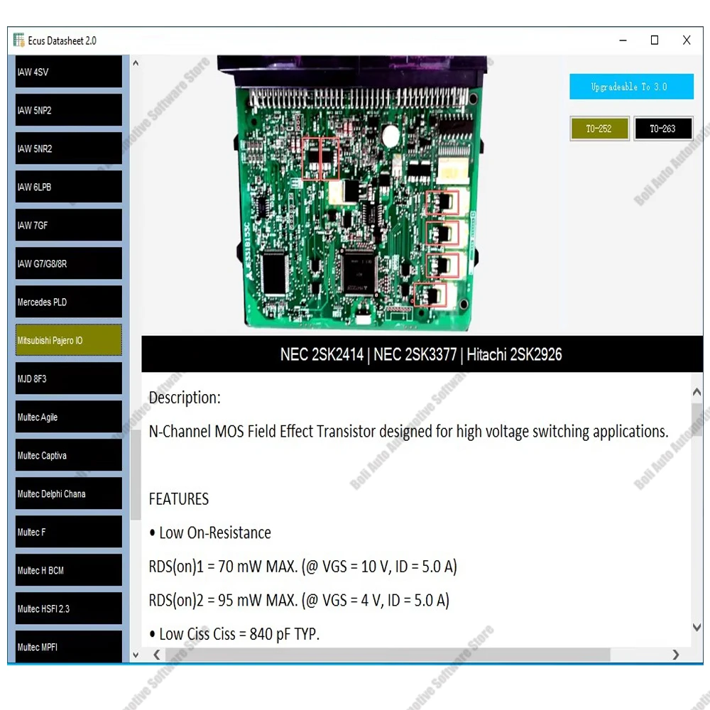 Ecus Datasheet 2.0 ECU إصلاح برنامج PCB المخططات مع المكونات الإلكترونية لوحدة التحكم الإلكترونية في السيارة والمعلومات الإضافية