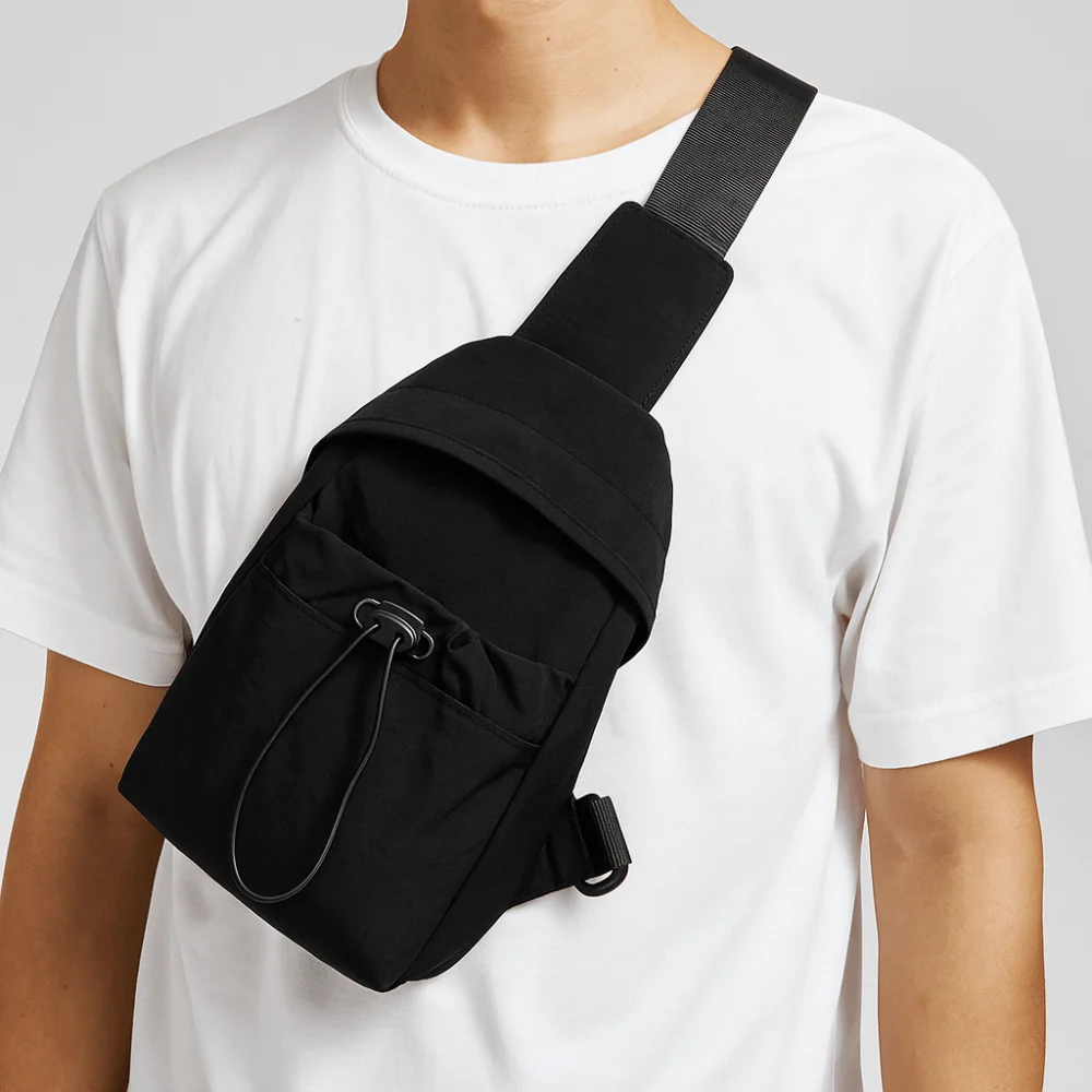 Nylon Women's Breast Bag Crossbody Drawstring Mobile Phone Bag Solid Color Minimalist Shoulder Bag Running Sports Outdoor