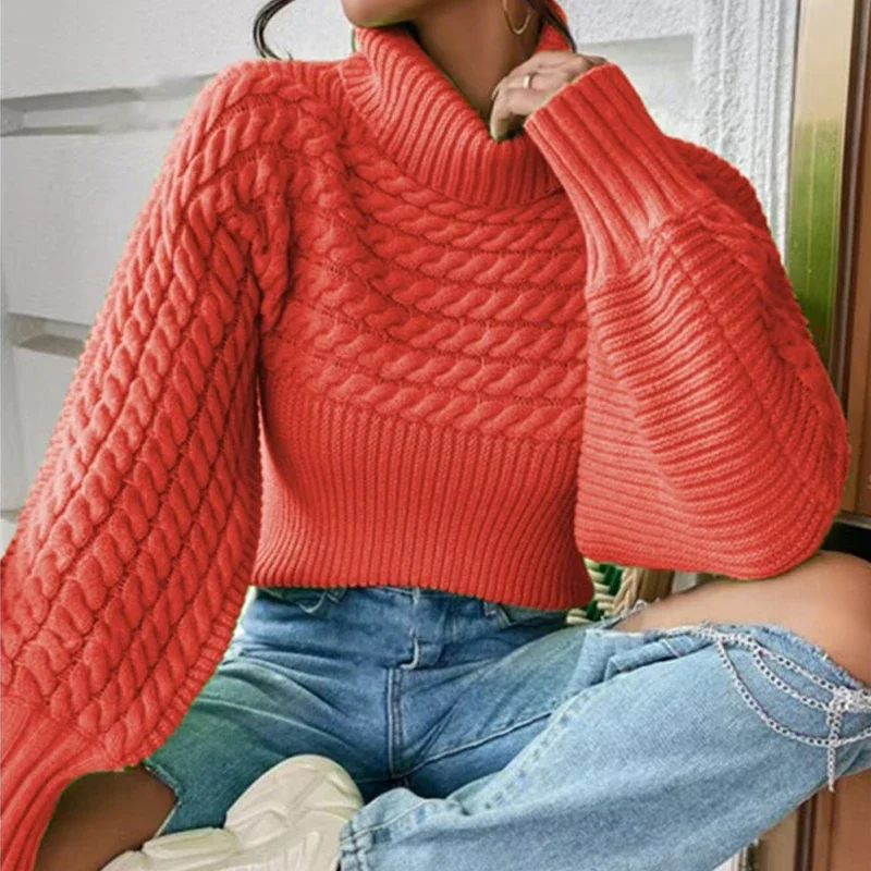 سترة نسائية بأكمام طويلة بلون واحد سترة محبوكة للمكتب غير رسمية ملابس تريكو للخريف والشتاء ملابس نسائية جديدة بياقة مدورة #2