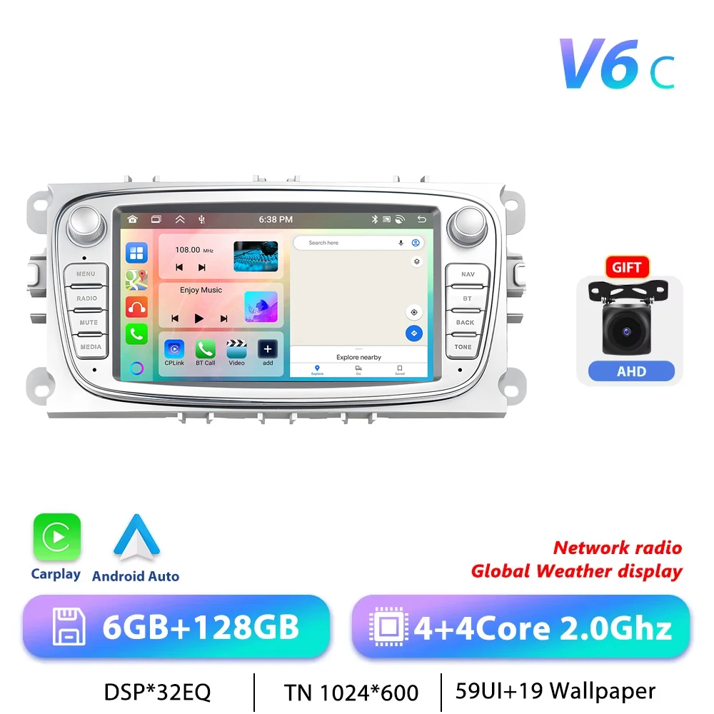Carplay Android Radio Voor Ford Focus 2 2008-2011 S-Max Mondeo Galaxy C-Max Auto Multimedia Speler Gps Stereo Intelligent Systeem