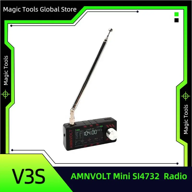 V3S AMNVOLT Mini SI4732 DSP Radio Receiver  with Hi-Z & Headphone Amp ABS Case FM/AM/SSB Receiver