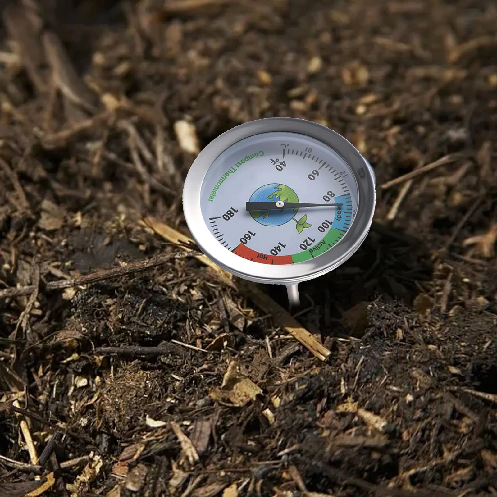 

Garden Tools Soil Thermometer 304 Stainless Steel Compost Soil Probe Size 5x500mm Temperature Monitor Dial Diameter 54mm