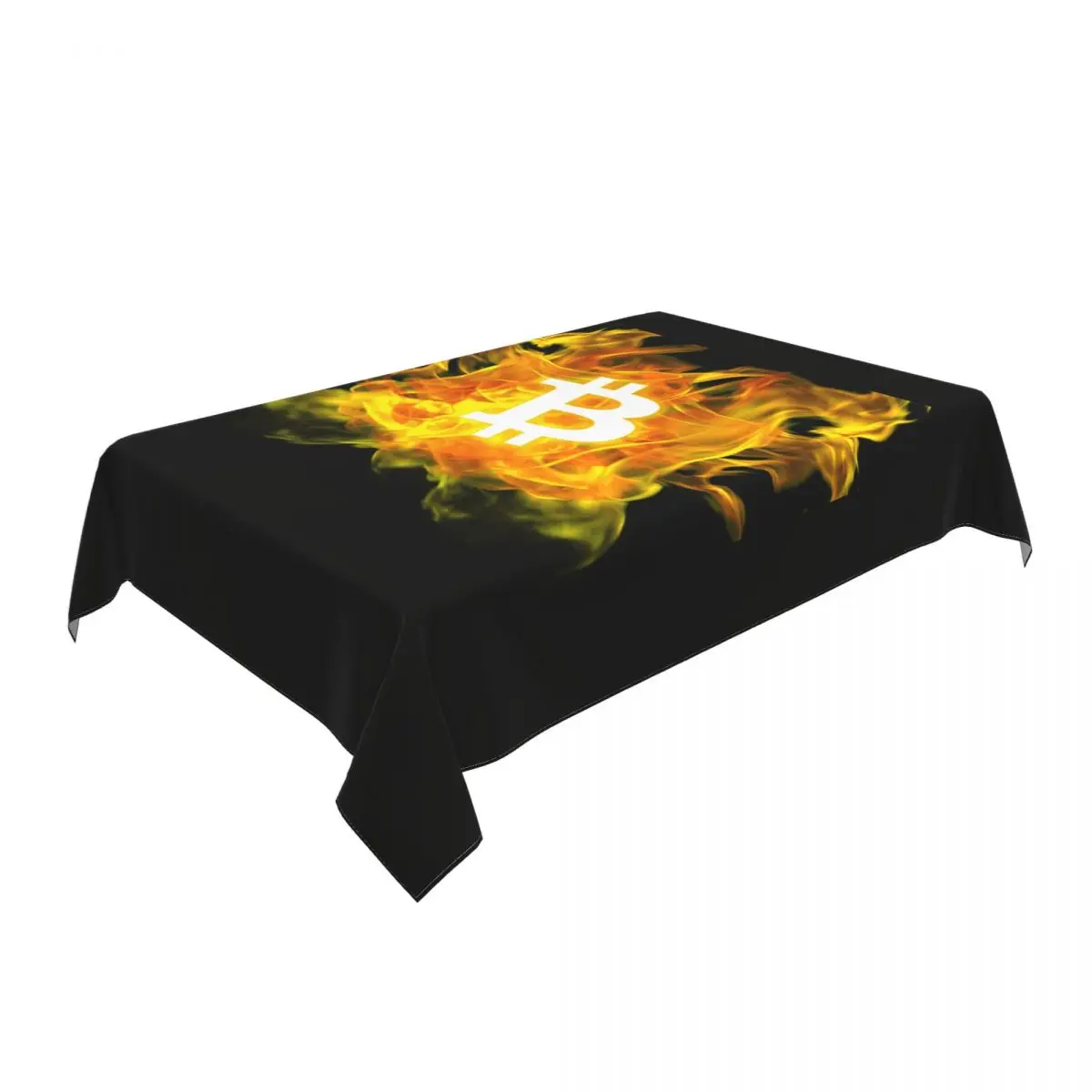 Bitcoin Explosion Tablecloth Rectangular Elastic Fitted Waterproof Blockchain Crypto Table Cover Cloth for Banquet