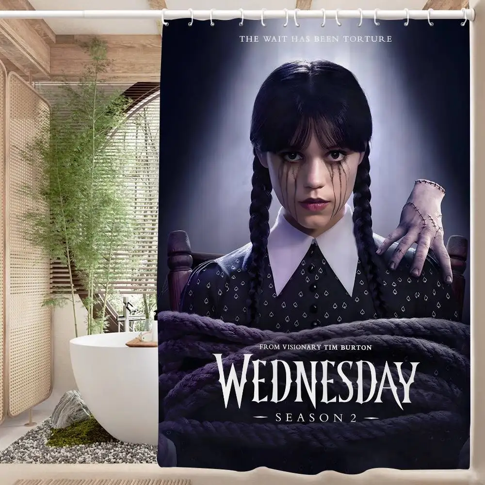 

Movie TV Play Wednesday Modern Simple Shower Curtain Bathroom Decorative Polyster Shower Curtain with Hook