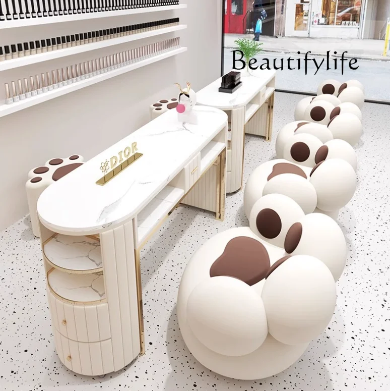 

X Beauty Furniture Marble Top Professional Manicure Table Nails Manicure Table And Chair Luxury Nail Station Set