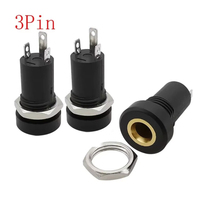 3Pin 3.5mm Audio Jack Socket 3/4 Pole Stereo Solder Panel Mount 3.5 mm Headphone Female Socket Connector With Nut