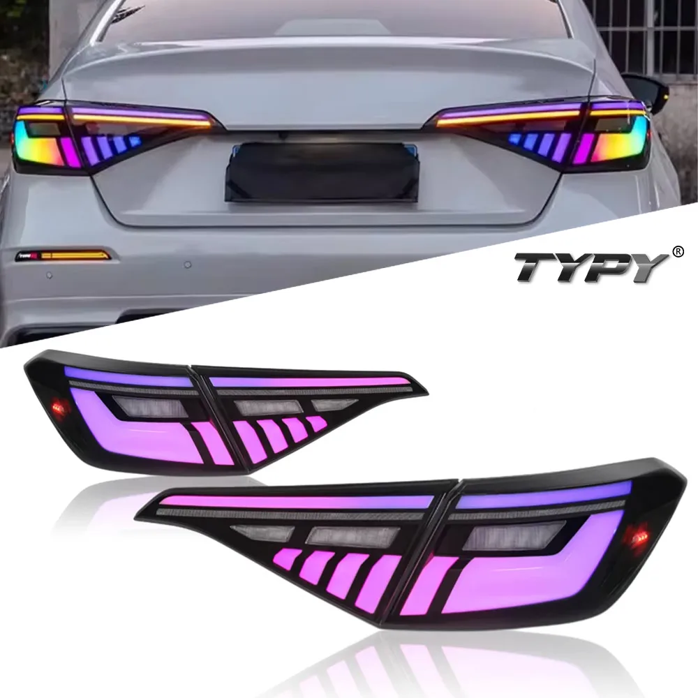 

Автомобильный RGB-задний фонарь для Honda Civic 11-2022, модифицированный задний фонарь, модифицированный в новый динамический сигнал поворота, задний фонарь для автомобиля