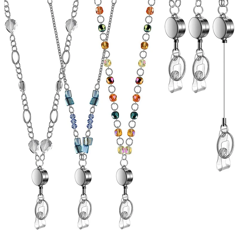 بكرات شارة قابلة للسحب للنساء ، بطاقة الاسم ، حامل الهوية ، قلادة مطرزة ، الموضة ، 6 4.5