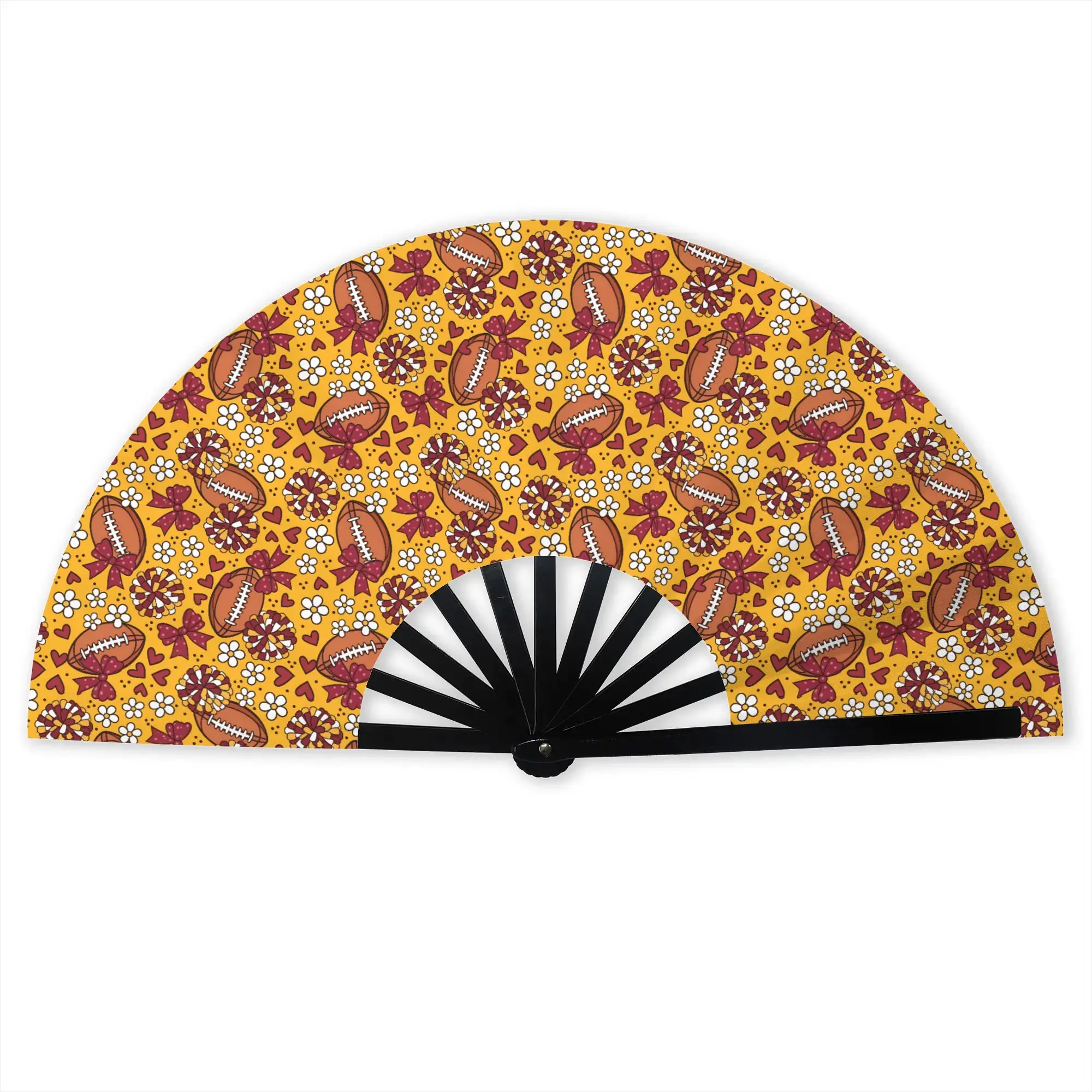 Cheer Bows Football Rugby Union  Hand Fan Promotional Gift Event Souvenir Yellow Red Durable Folding Fans Creative Bulk Pack Fan