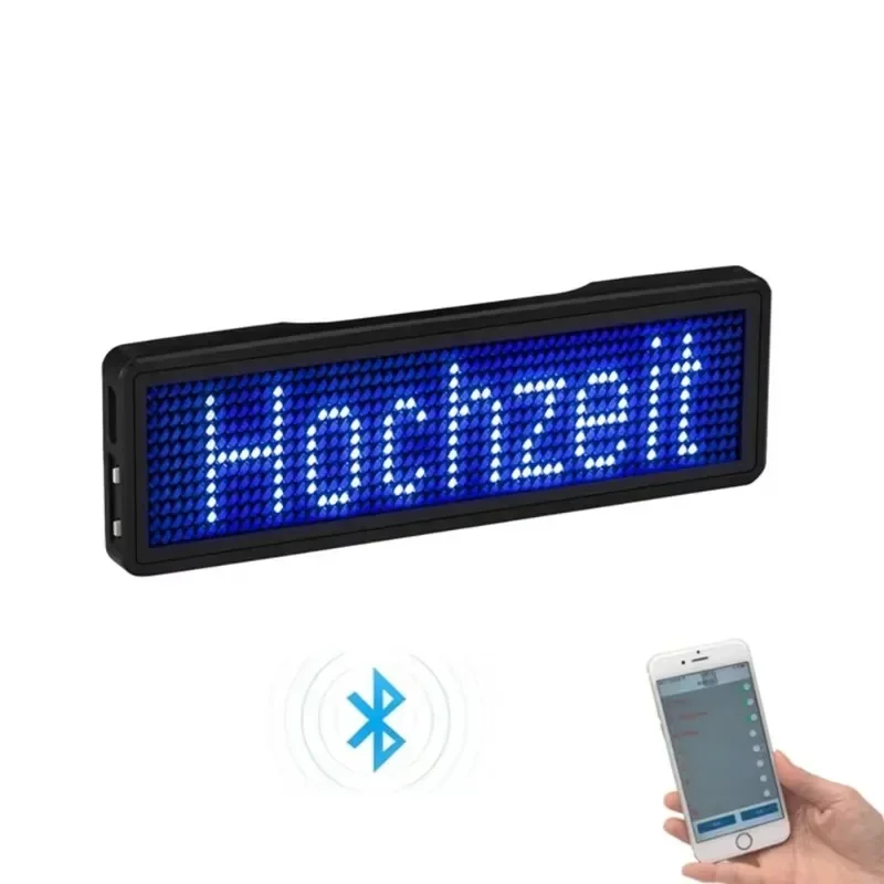 Rechargeable Bluetooth Digital LED Badge Insignia DIY Programmable Scrolling Message Board Mini LED Display LED Name Tag