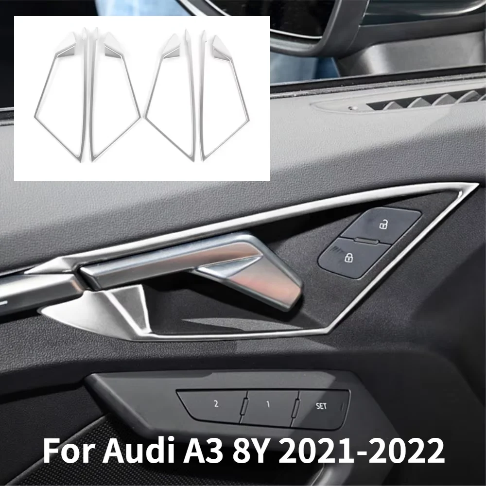 Car Upgrade For Audi A3 8Y 2021-2022 SS Inner Door Handle Bowl Trim Cover Stainless Steel Interior Decoration Accessories