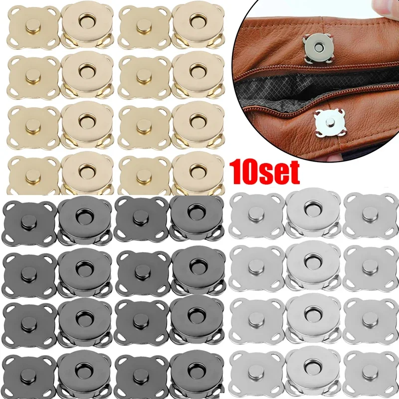 10Sets Bags Magnetic Snap Button Fasteners Clasps Buttons Handbag Purse Wallet Craft Bags Parts Mini Adsorption Buckle 14/18mm