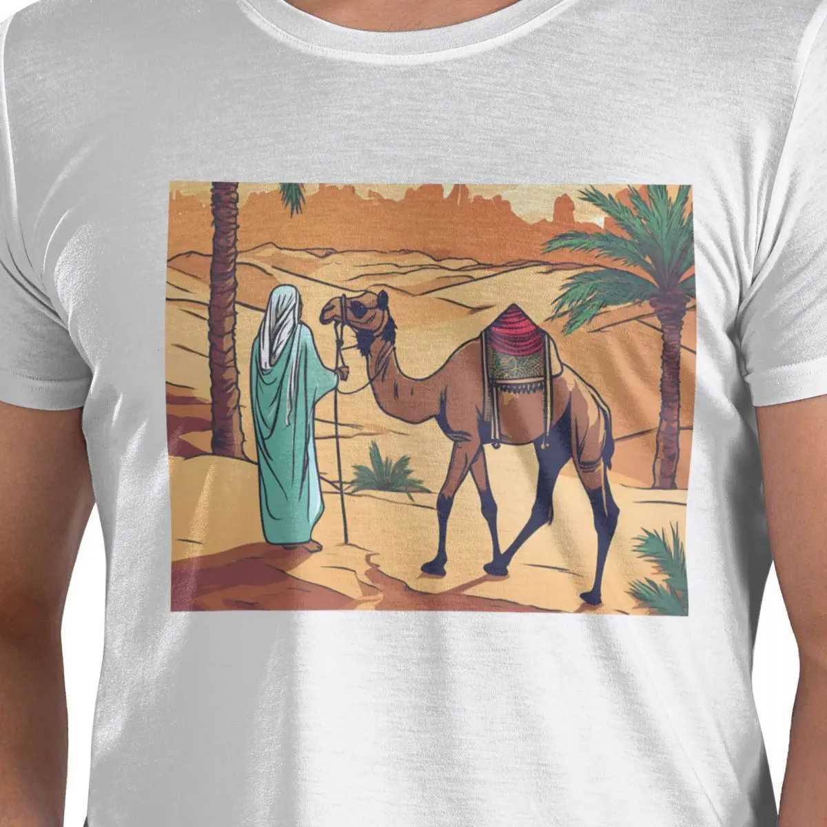 

Namade With Camel 100% Cotton T-Shirt Men's Oversized T Shirts Men Crew Neck Short Sleeve S-6XL