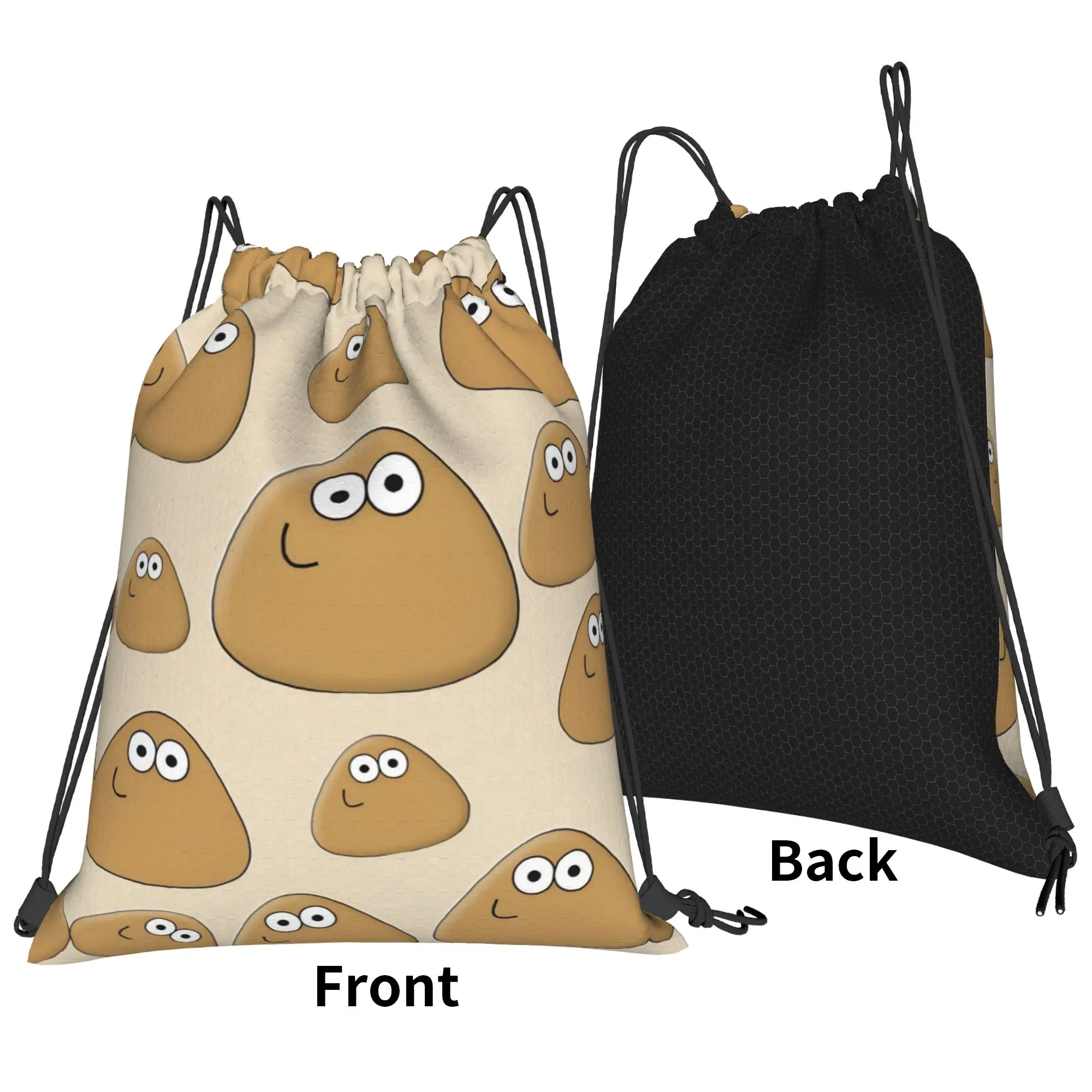 My Pet Alien Pou Drawstring Backpack Sports Gym Bag Water Resistant Game Cartoon String Sackpack Exercise 36cm (W) x 43cm (H)