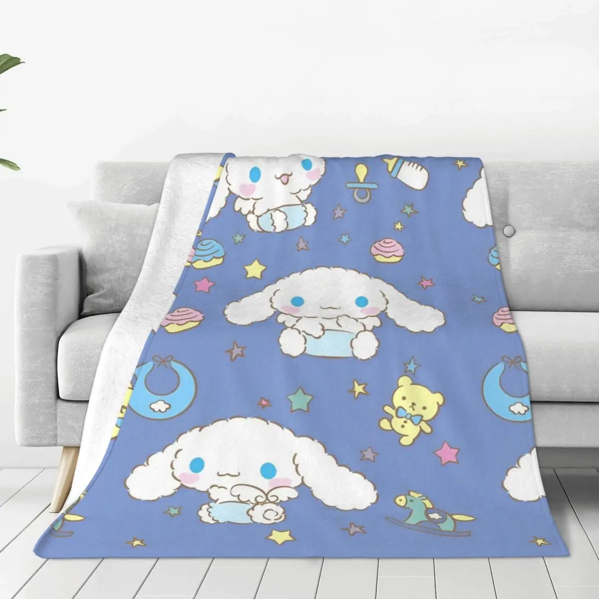 

Kawaii Baby Cinnamoroll Blanket Fleece Cute Cartoon Super Warm Throw Blanket for Bed Bedroom Quilt