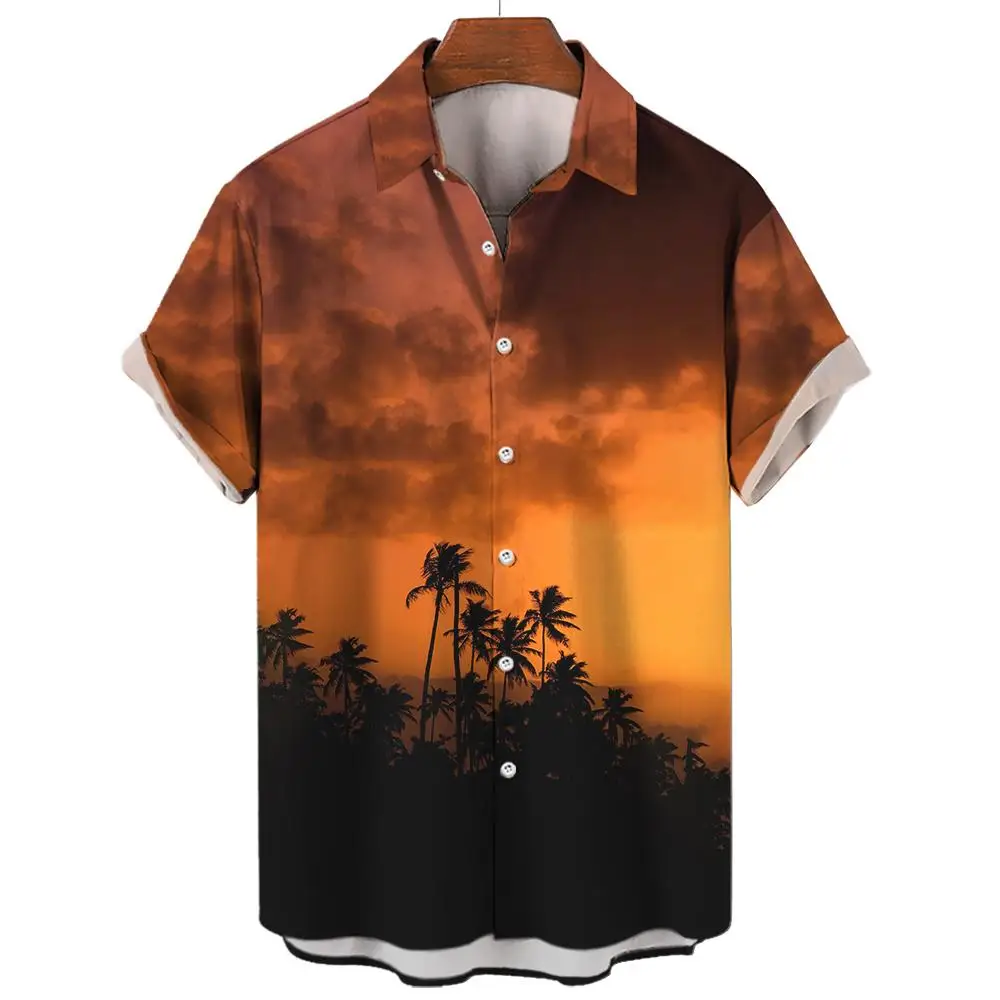 Hawaiian Shirt For Men Beach Tees Casual Tropical Short Sleeve Button Down Shirts 3D Printed Clothing Summer Vacation