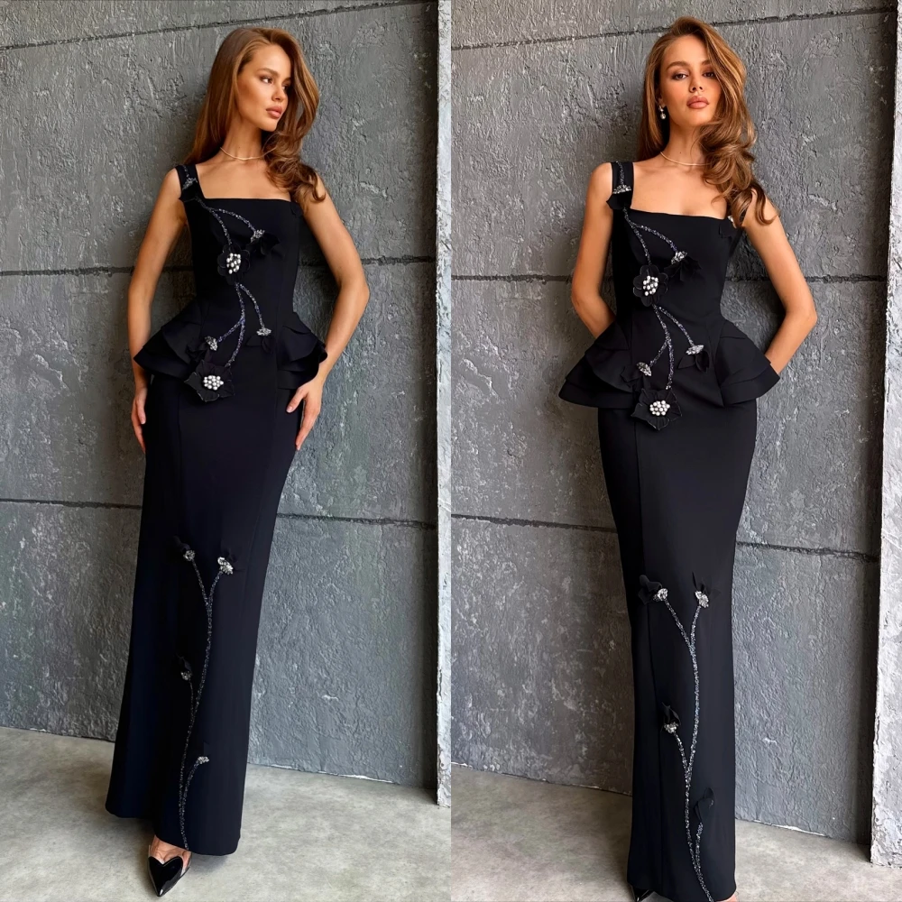 ชุดราตรีคอปกตรงทรงสี่เหลี่ยมแบบสั่งตัด ดีไซน์หรูหราสำหรับงานเลี้ยงตอนเย็น ชุดออกงานสั่งตัดพิเศษ ดีไซน์ทันสมัยสำหรับงานปาร์ตี้