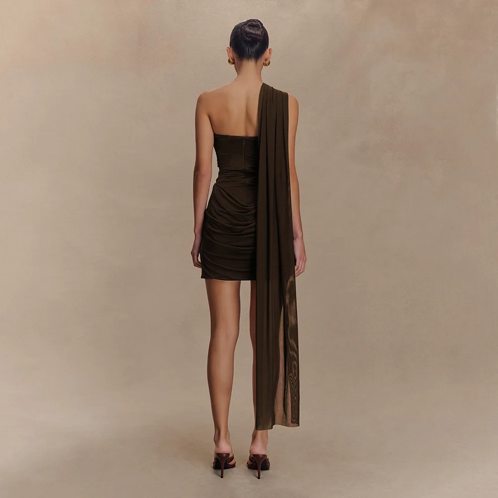 Fashion New Dress Summer Solid Color Elegant Temperament Street Style Woman Clothes Ribbon Mesh Sleeveless Pleated Short Dresses