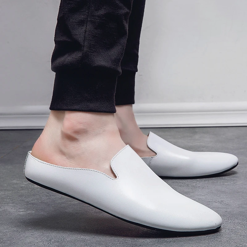 Demi-chaussure en cuir confortable pour hommes, chaussures décontractées pour hommes, designer italien, chaussures coulissantes d'extérieur, marque de vente chaude, ayakkBeauty