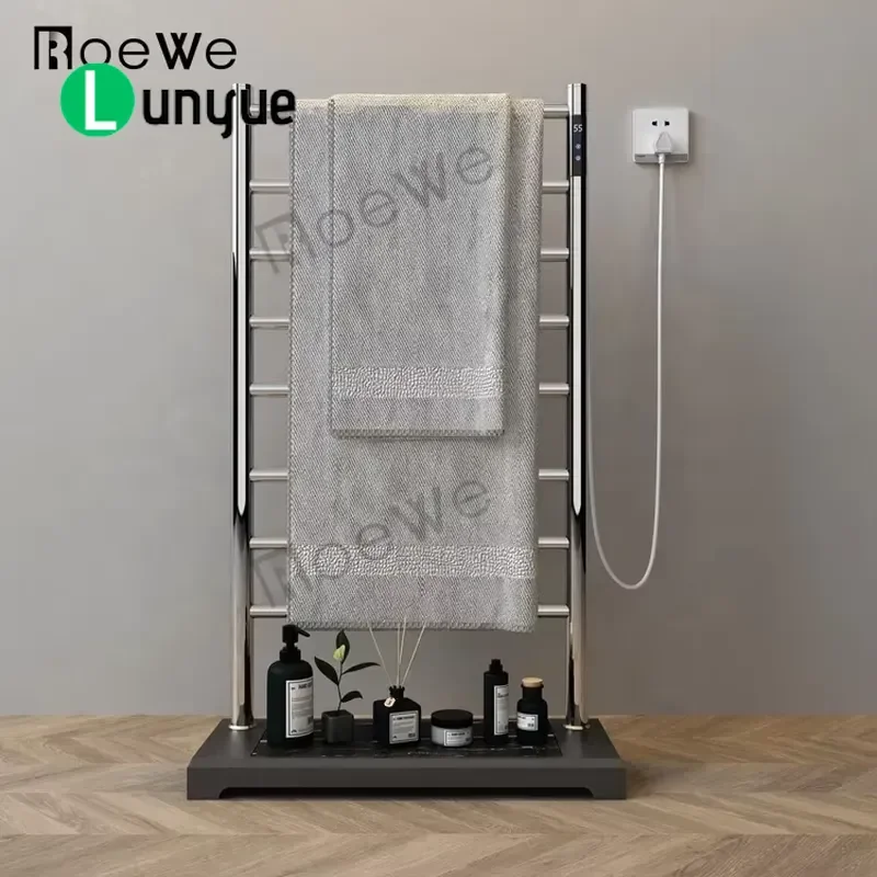 Electric Towel Rack Stainless Steel Smart Heated Towel Warmer with Shelf Independent Heating Bathroom Storage Organizer