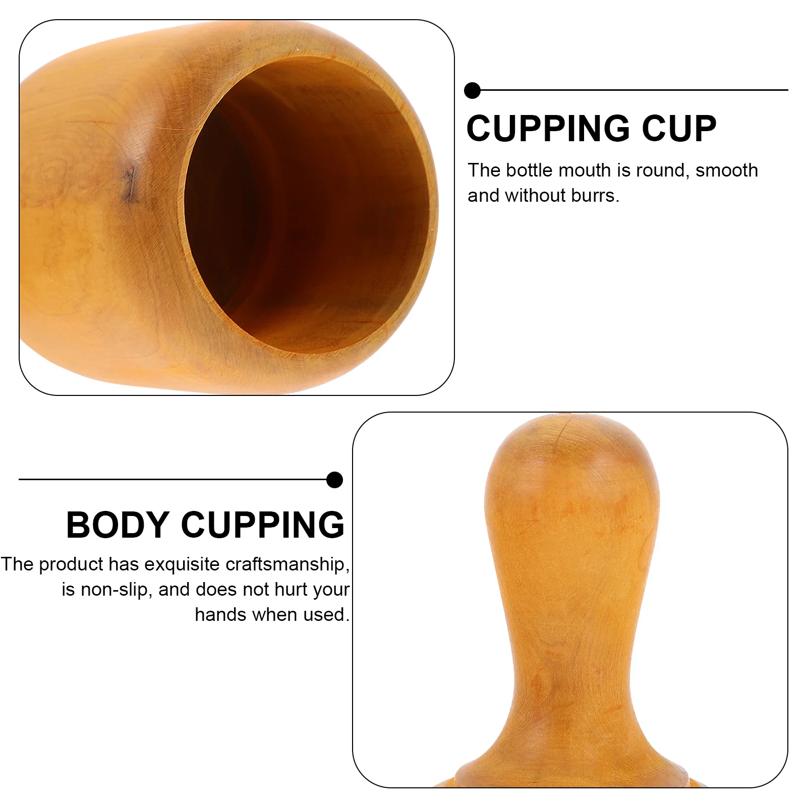 

1Pcs Wooden Massage Cupping Cup Round Smooth Safe Practical Strong Suction Anti Dropping Meridian Clearing Breath Regulating Yin