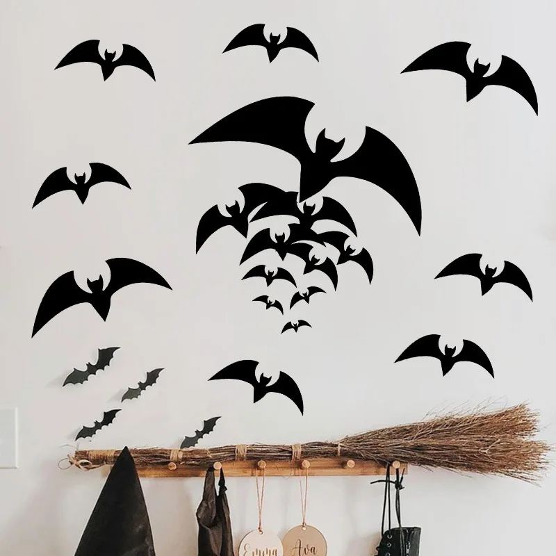 Bats Wall Decals, Halloween Gothic Home Decoration, Large Bats Wall Sticker Room Decor, Wall Decor Mural for Bedroom Living Room