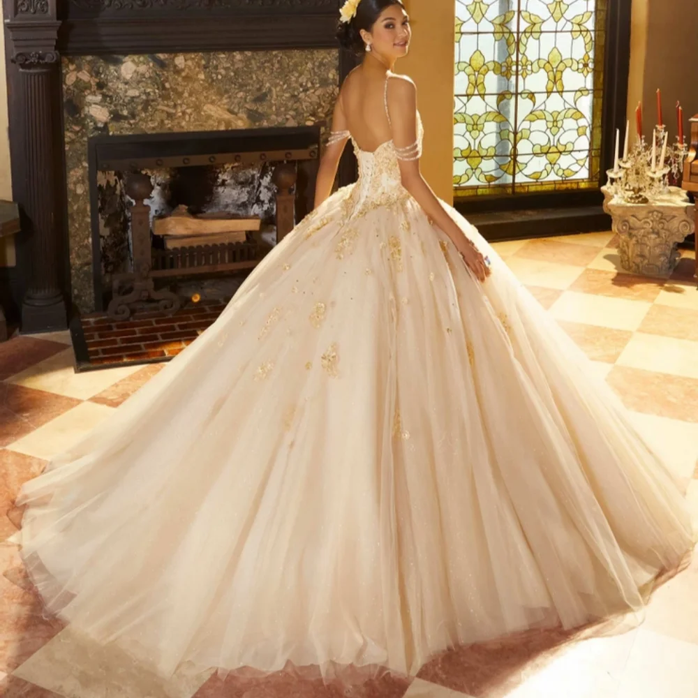 EVLAST مخصص 2025 السماء الزرقاء الكرة ثوب Quinceanera فستان زين الديكور الكشكشة مشد الحلو 16 Vestidos De 15 Anos E1Q701 #4