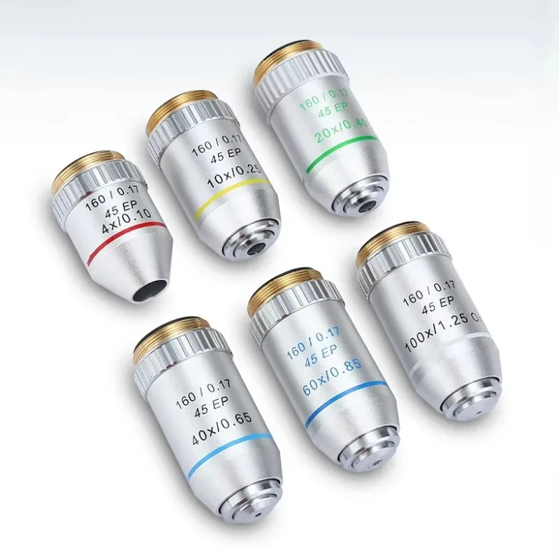 4X 10X 20X 40X 60X 100X 195 Semi-plan Achromatic Microscope Objective Lens