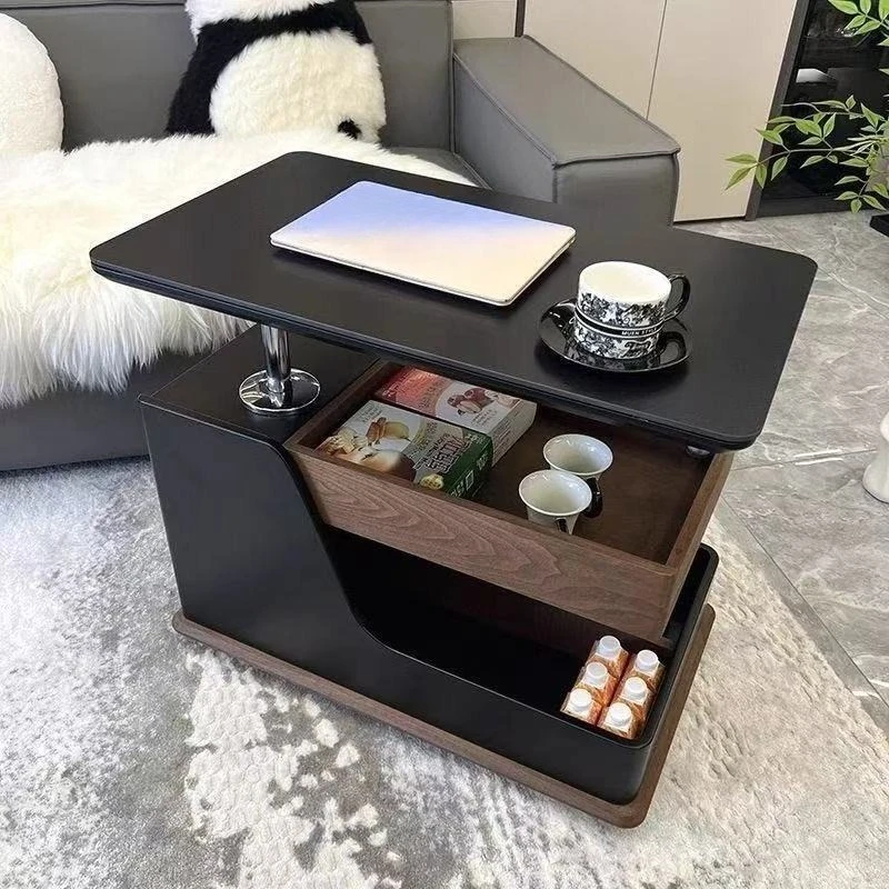 Lifting coffee table removable glass sofa side table multi-functional creative living room bedside cabinet trolley side table