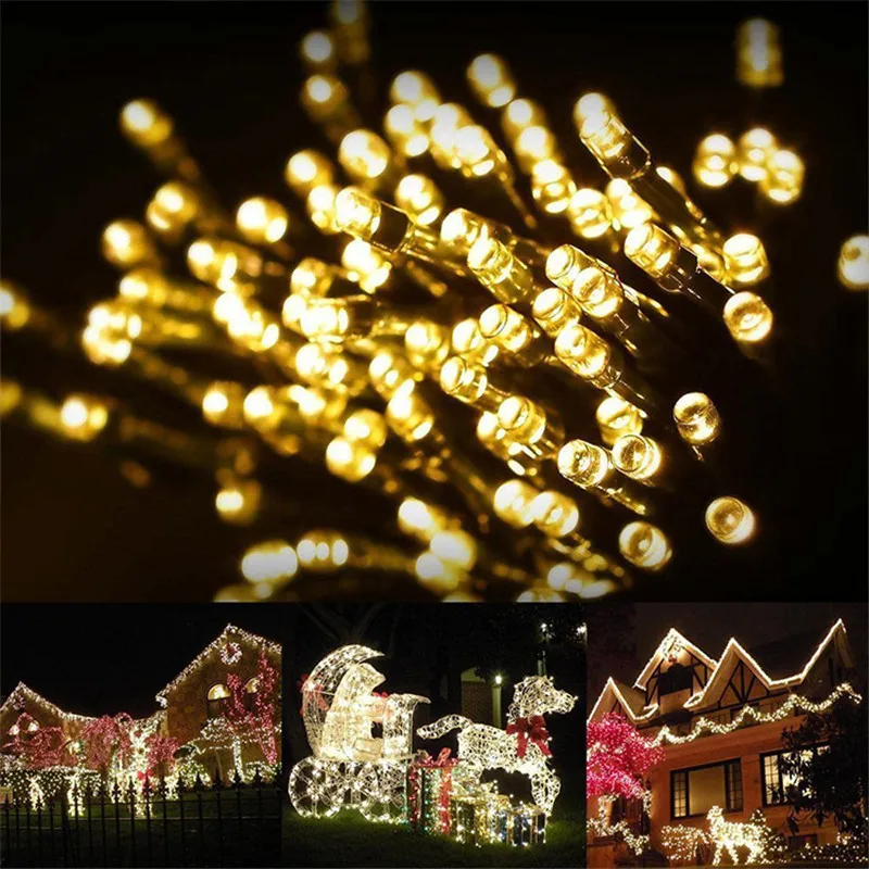 Solar String Fairy Light LED impermeabile Outdoor 5M/12M/22M Garland Street Lamp festone festa di natale per la decorazione del giardino