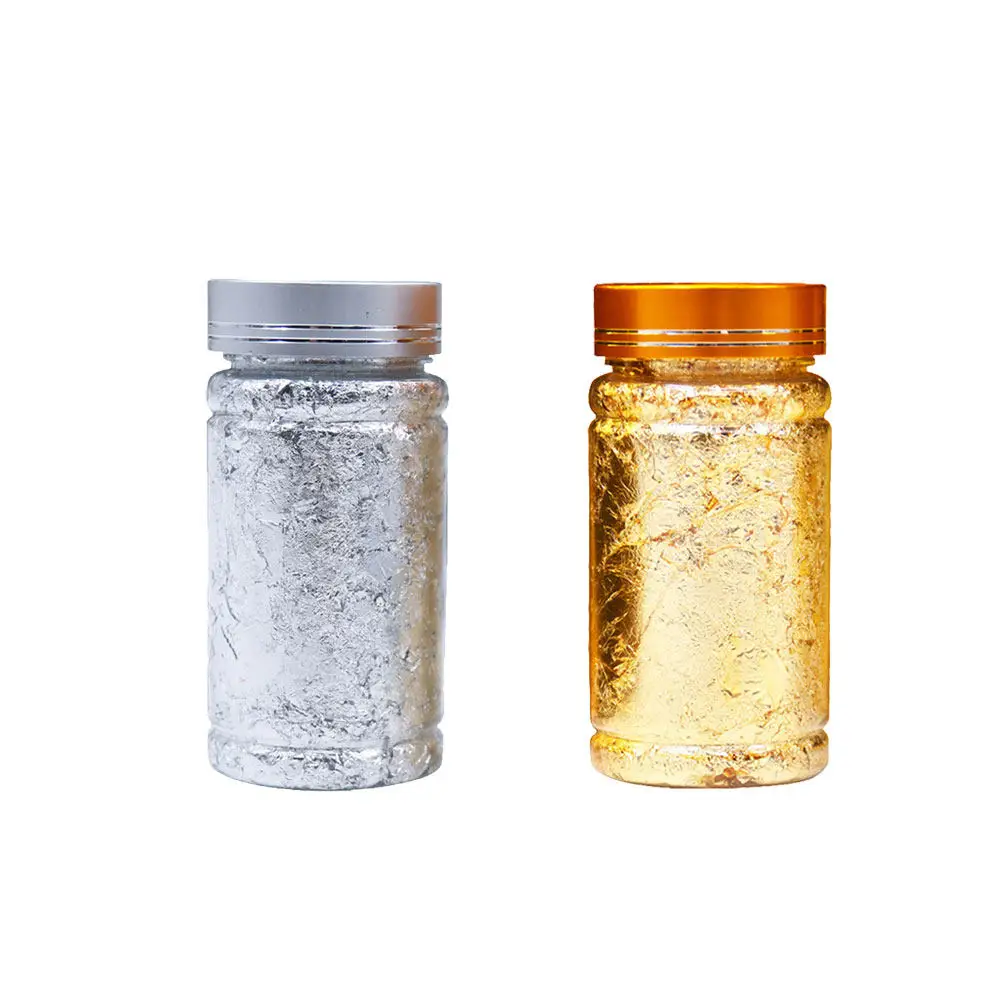 

3Pcs Gold Silver Foil Paper Mini Bottle Nail Art Tips Easy Apply Separate Box Storage Style Decor for Nails Phone Case