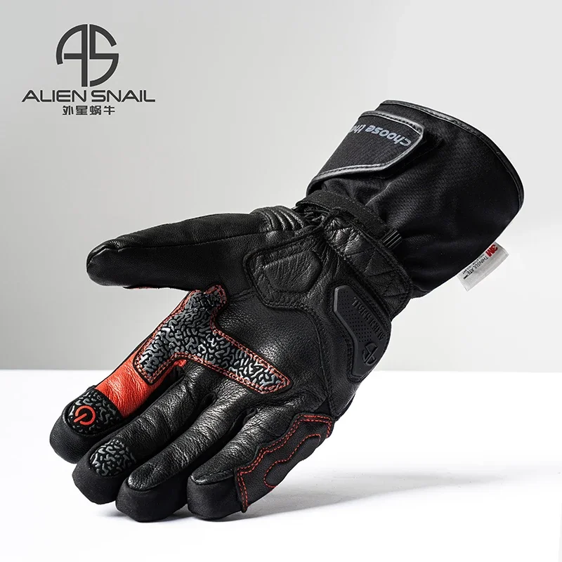 Alien Snail Winter Long Motorcycle Gloves Touch Screen Waterproof, Drop-proof, Rainproof Thickened Thermal Motorcycle Gloves