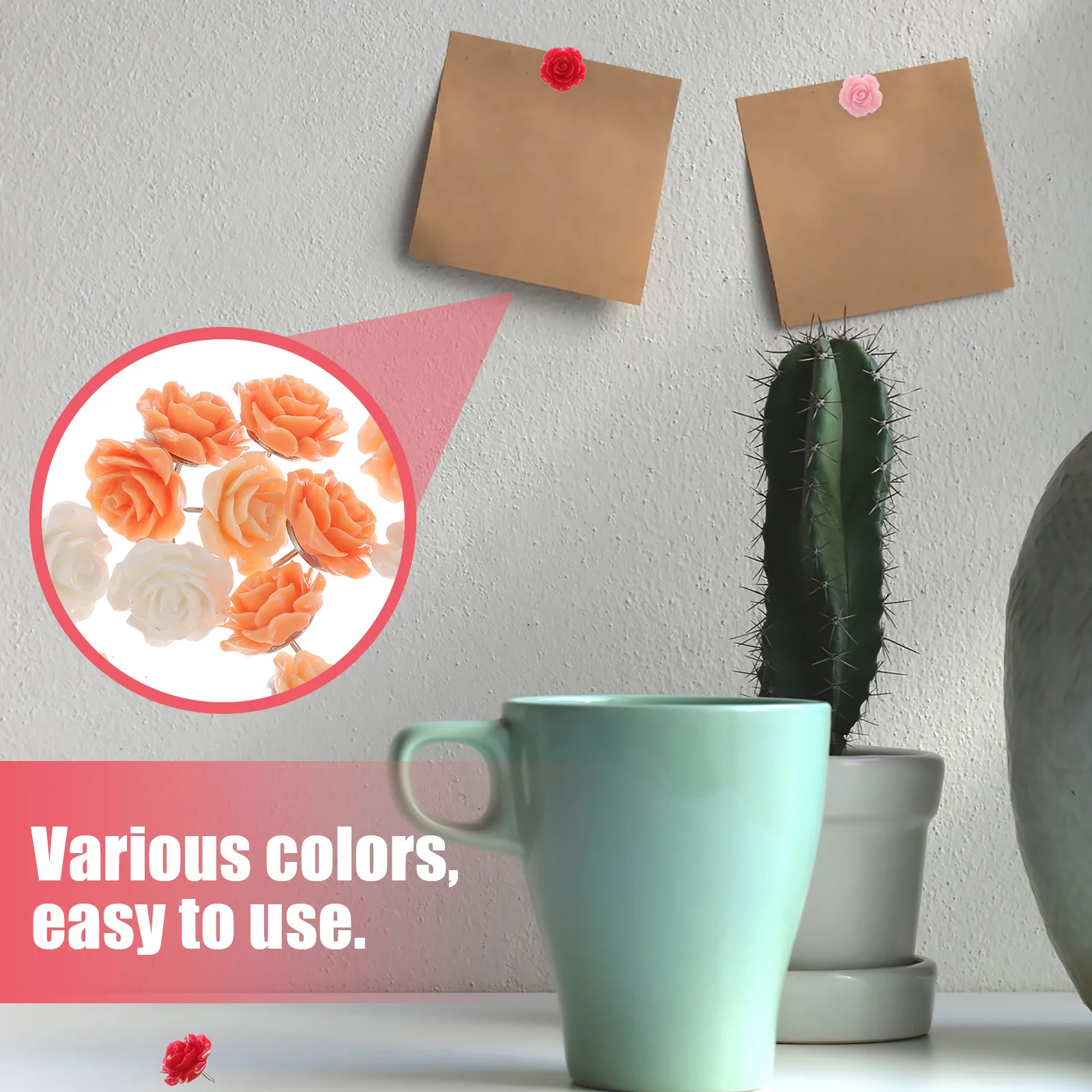 

40Pcs Colorful Flower Pushpins Thumbtacks for Cork Board Office Study Room Decor Creative Flower Shape Pins