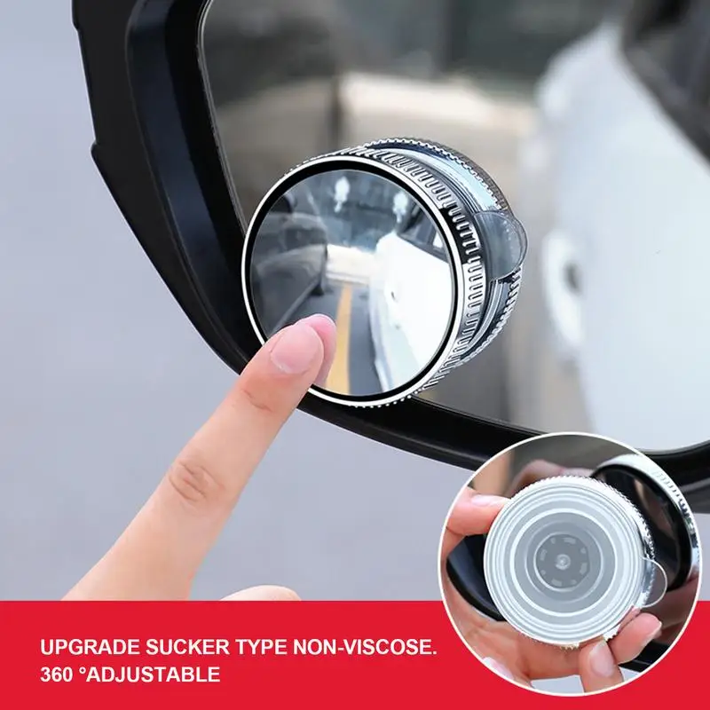 2Pcs Suction Cup HD Glass Car Blind Spots Round Mirror Auto Motorcycle 360 Degree Adjustable Wide Angle Rearview Mirrors