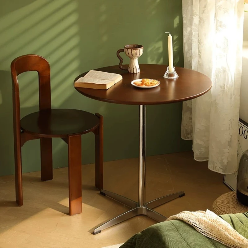 طاولة بار من الخشب الصلب بتصميم عتيق، طاولة قهوة من الفولاذ المقاوم للصدأ لمحلات شاي الحليب التجارية، مكتب تفاوض مكتبي حديث #3