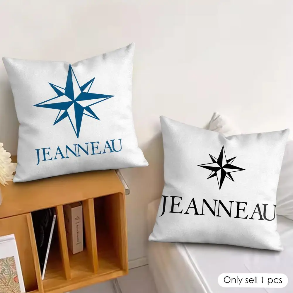 J-JeanneauS Yachts Logo Cushion Cover Silky Short Plush Invisible Zipper Dustproof Sofa Pillow Case For Home Decor