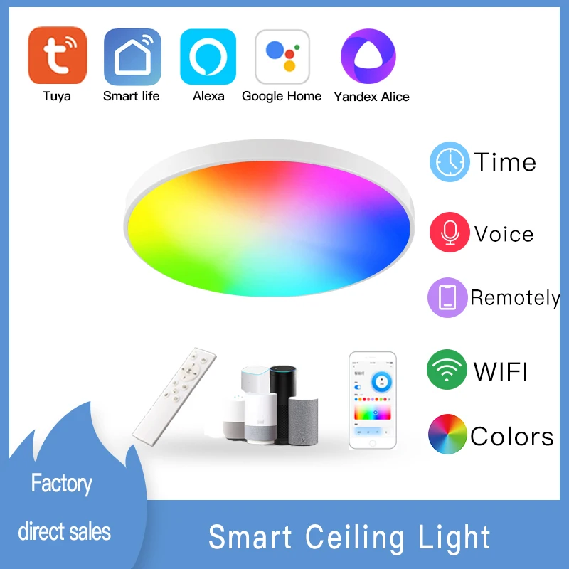 TuYa/Smart Life WiFi Smart Ceiling Light Wireless Remote,No Hub Required,Control Work With Alexa Google Home Alice Smart Home