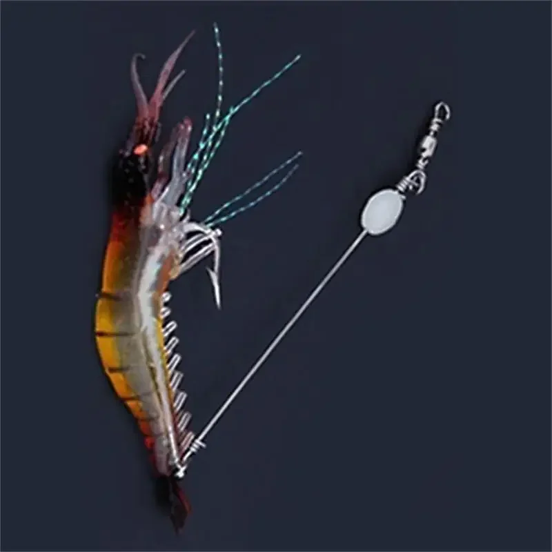 Luminous Soft Shrimp Fishing Lure 9cm 6g Random Color Sinking Artificial Bait With Hook Portable Saltwater Fishing Accessories